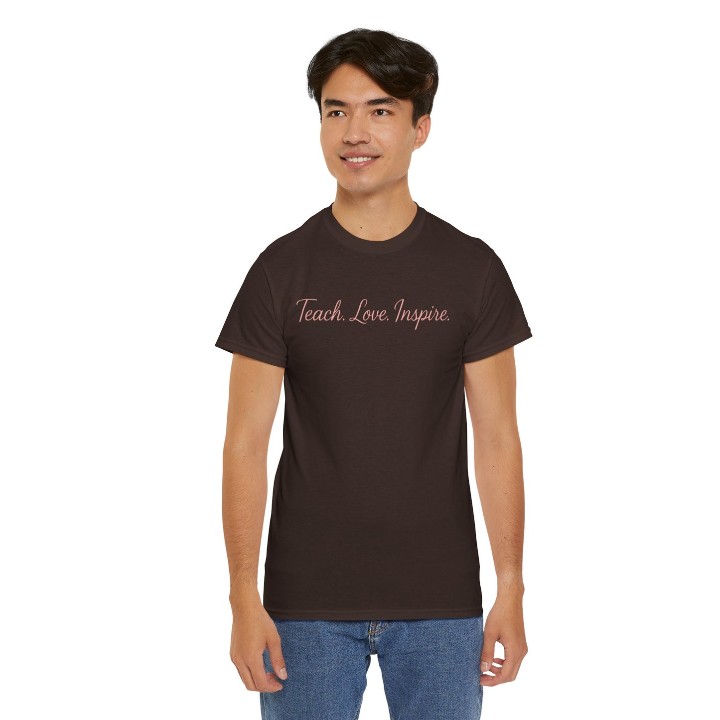 Inspirational Quote Tee, Teach Love Inspire T-Shirt, Motivational Shirt, Gift for Teachers, Casual Wear, Unisex Cotton Tee