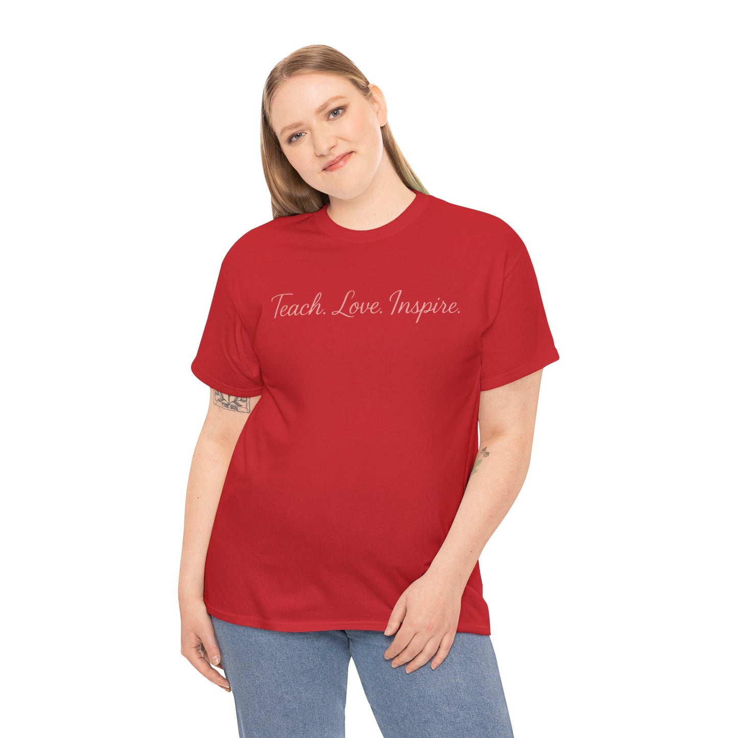 Inspirational Quote Tee, Teach Love Inspire T-Shirt, Motivational Shirt, Gift for Teachers, Casual Wear, Unisex Cotton Tee