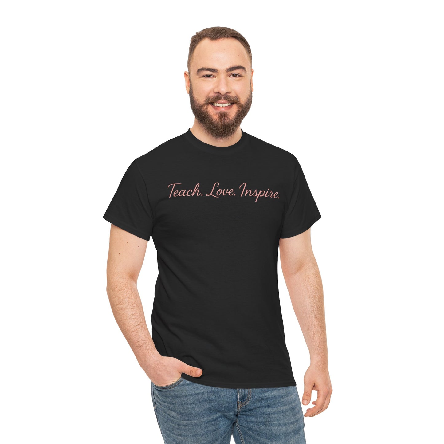 Inspirational Quote Tee, Teach Love Inspire T-Shirt, Motivational Shirt, Gift for Teachers, Casual Wear, Unisex Cotton Tee