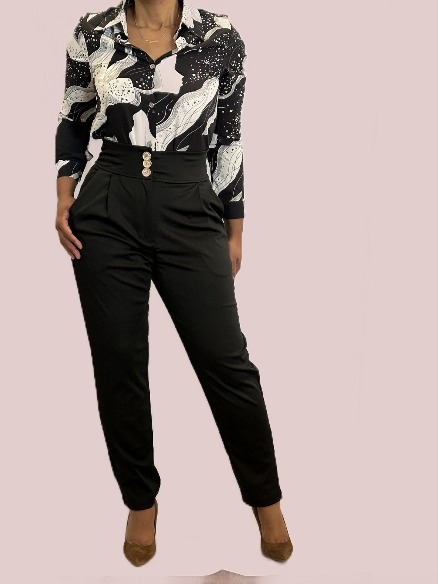 Casual Bottom Elastic Women Dress Pants