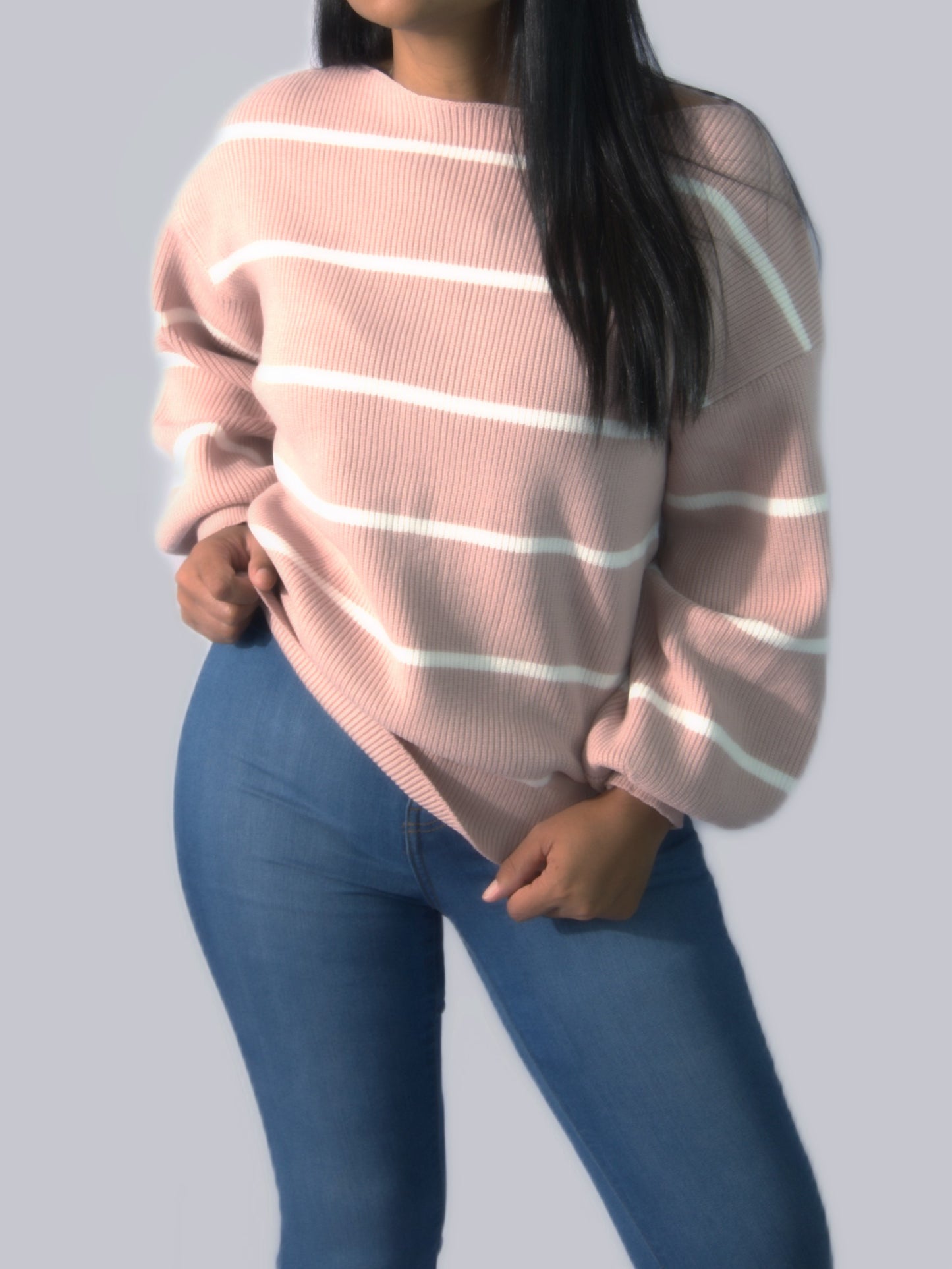 Stripe Knit Long Sleeve Pullover Sweater