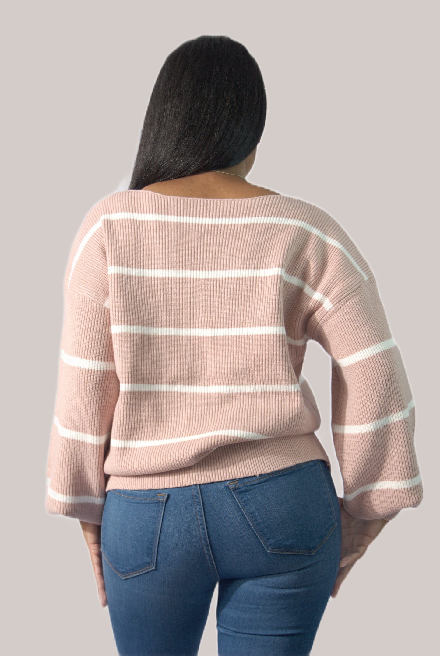 Stripe Knit Long Sleeve Pullover Sweater