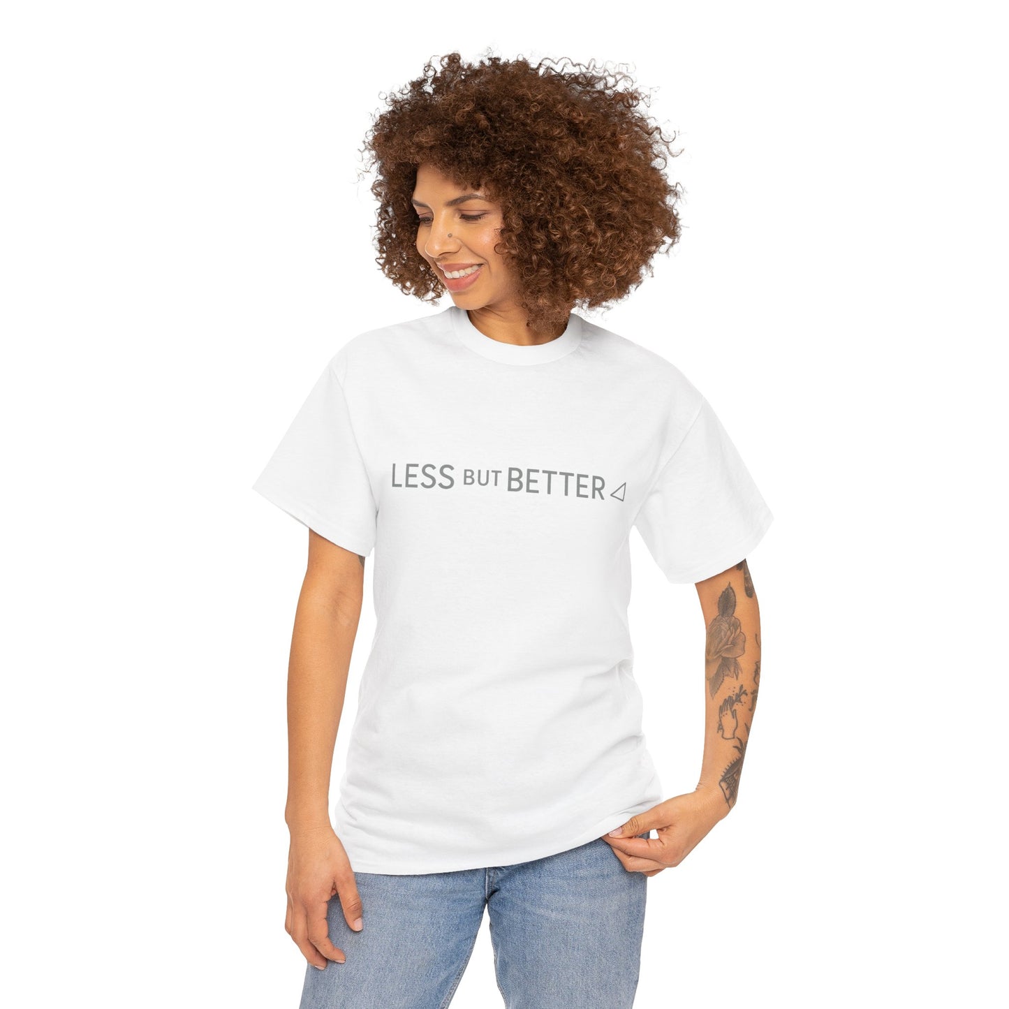 Minimalist Graphic Tee - Less But Better Unisex Heavy Cotton Shirt