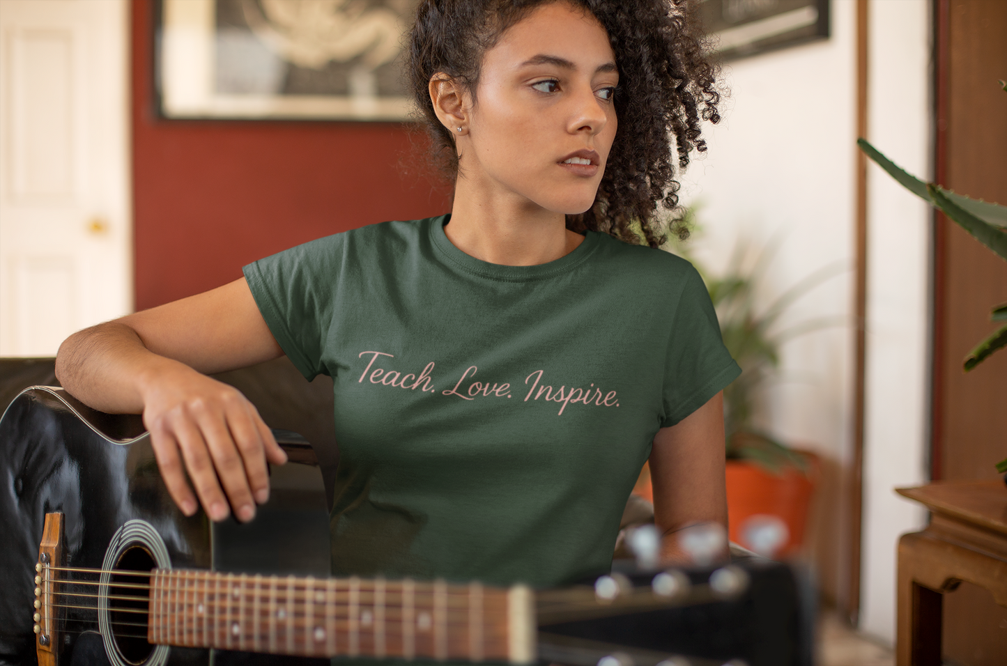 Inspirational Quote Tee, Teach Love Inspire T-Shirt, Motivational Shirt, Gift for Teachers, Casual Wear, Unisex Cotton Tee