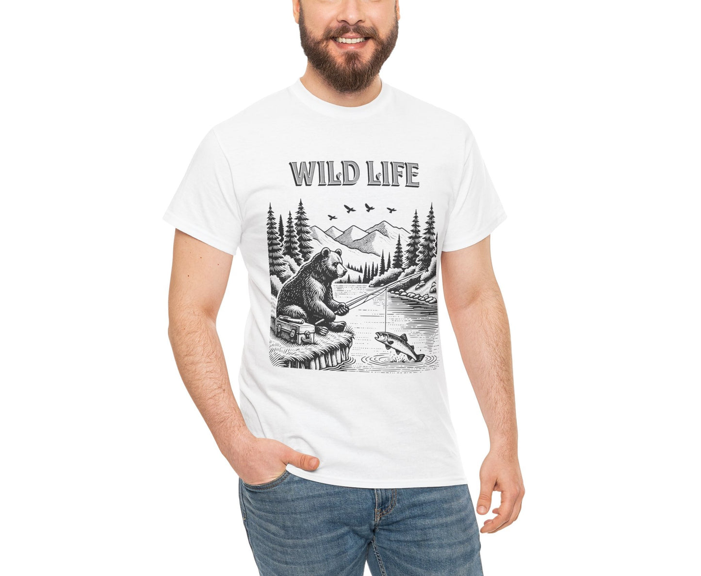 Wild Life Unisex Heavy Cotton Tee - Nature Lover T-Shirt, Adventure Apparel, Outdoor Gift, Camping Shirt, Fishing Tee