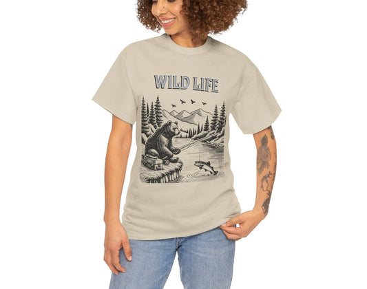 Wild Life Unisex Heavy Cotton Tee - Nature Lover T-Shirt, Adventure Apparel, Outdoor Gift, Camping Shirt, Fishing Tee