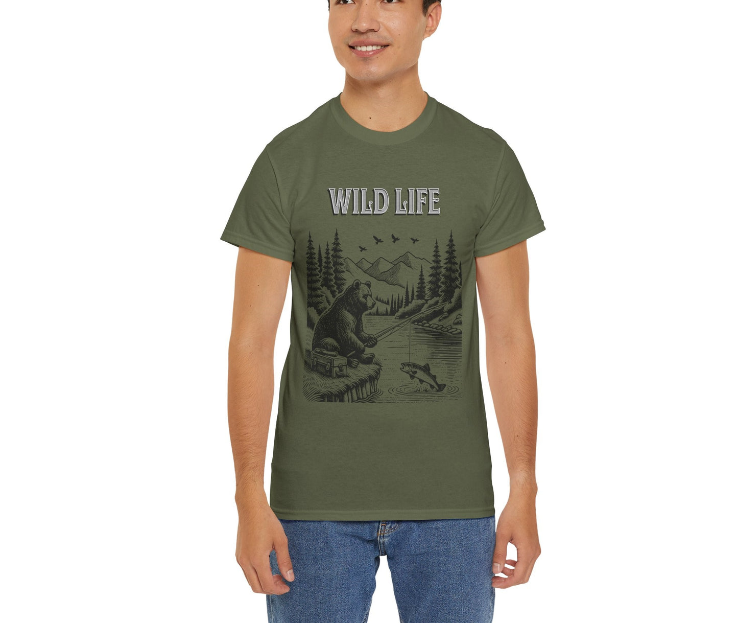 Wild Life Unisex Heavy Cotton Tee - Nature Lover T-Shirt, Adventure Apparel, Outdoor Gift, Camping Shirt, Fishing Tee