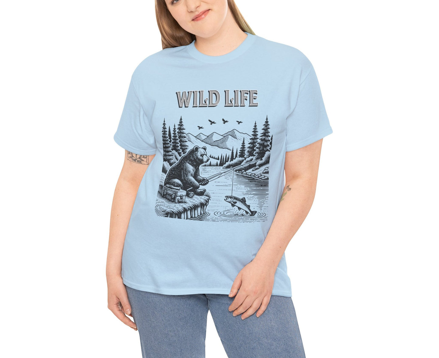 Wild Life Unisex Heavy Cotton Tee - Nature Lover T-Shirt, Adventure Apparel, Outdoor Gift, Camping Shirt, Fishing Tee