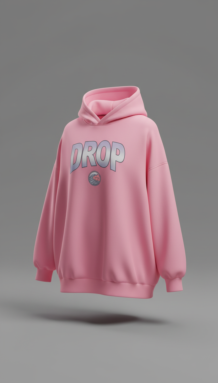 Oversized Drop Pink Graphic Hoodie