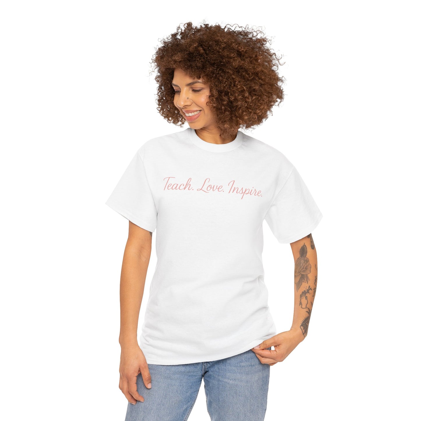 Inspirational Quote Tee, Teach Love Inspire T-Shirt, Motivational Shirt, Gift for Teachers, Casual Wear, Unisex Cotton Tee