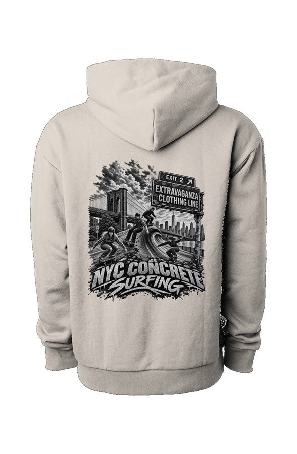 Extravaganza quot NYC Concrete Surfing quot Heavyweight Oversized Hoodie