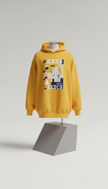 Oversized Signal Yellow Hoodie Graphic Print