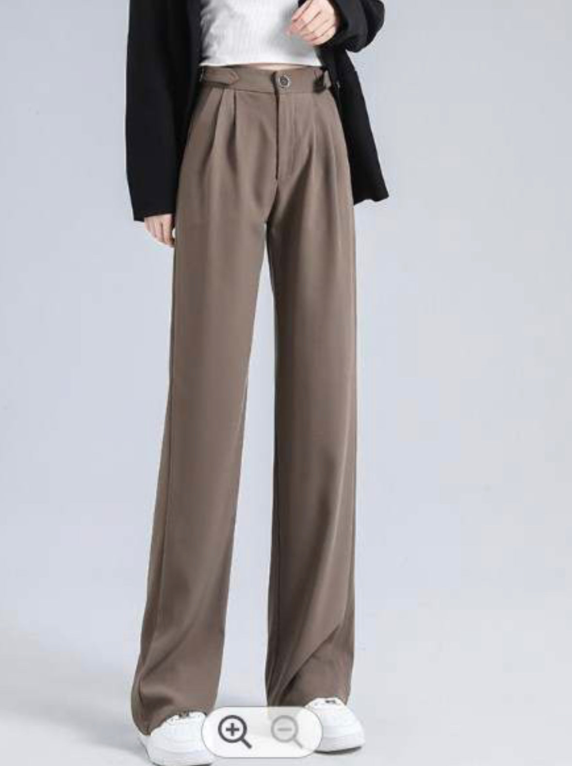 High Rise Straight Leg Linen Blend Dress Pants