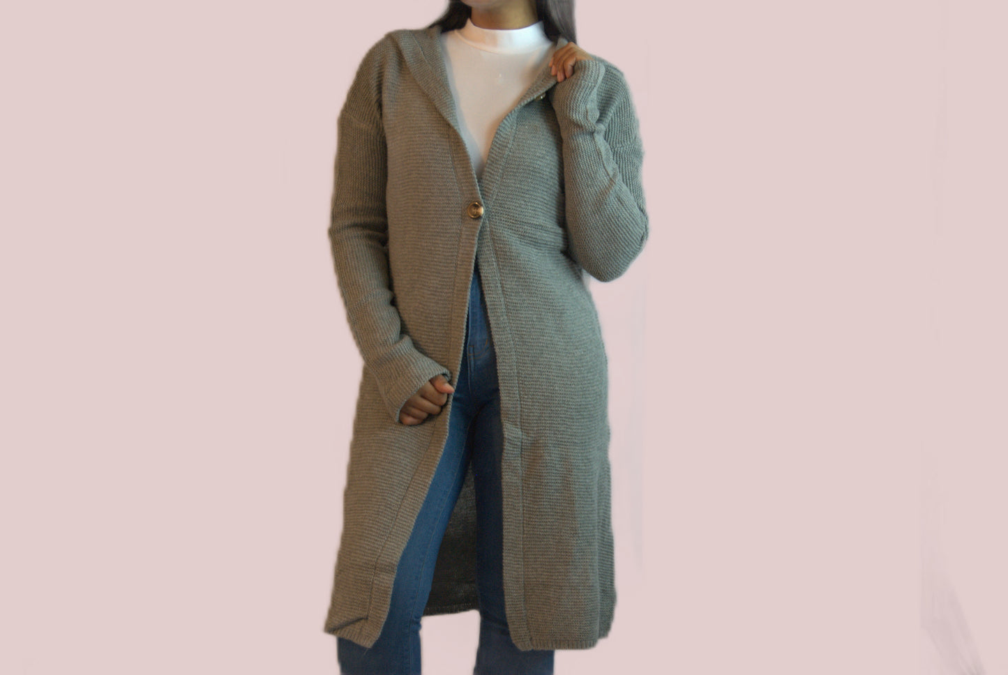 Long Hooded Cardigan Sweater