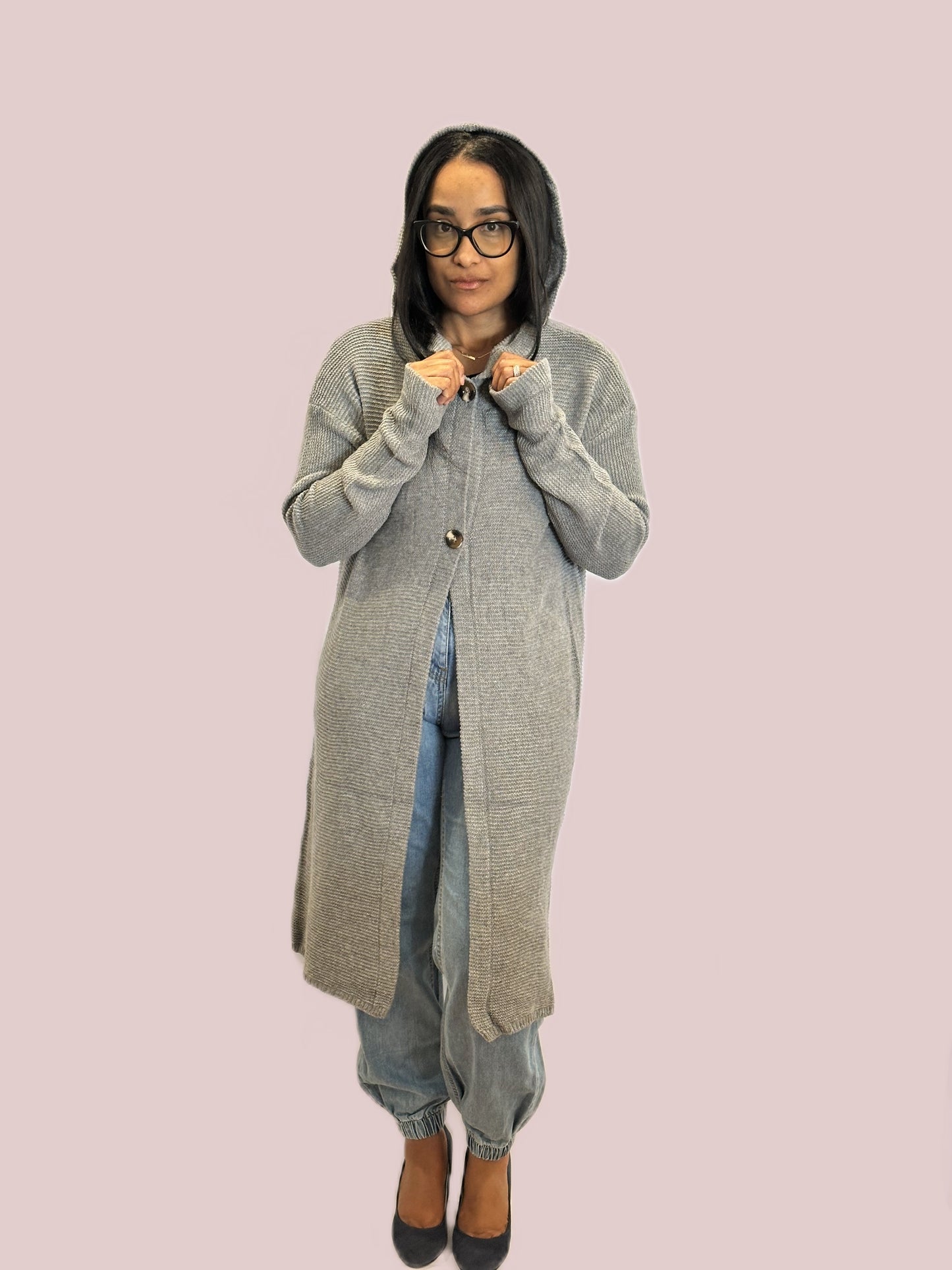 Long Hooded Cardigan Sweater