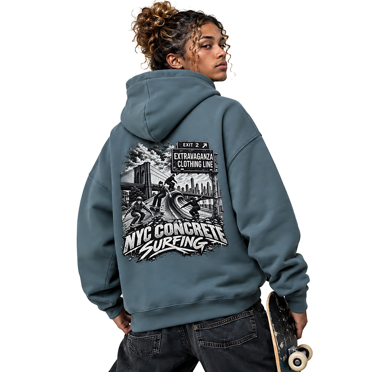 Extravaganza "NYC Concrete Surfing" - Heavyweight Oversized Hoodie