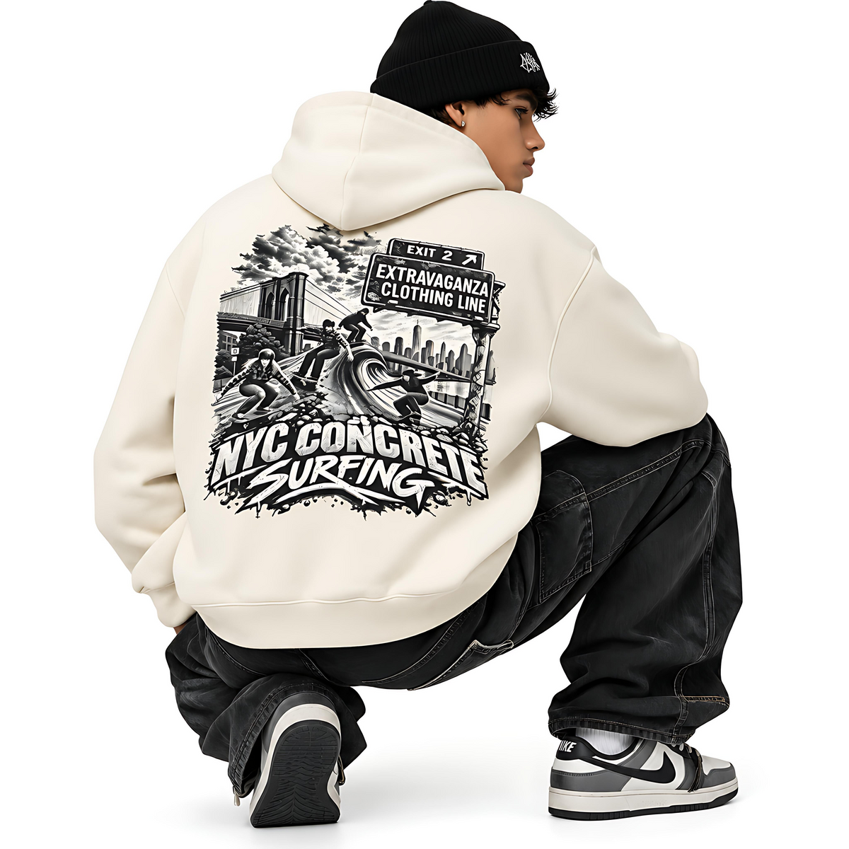 Extravaganza "NYC Concrete Surfing" - Heavyweight Oversized Hoodie