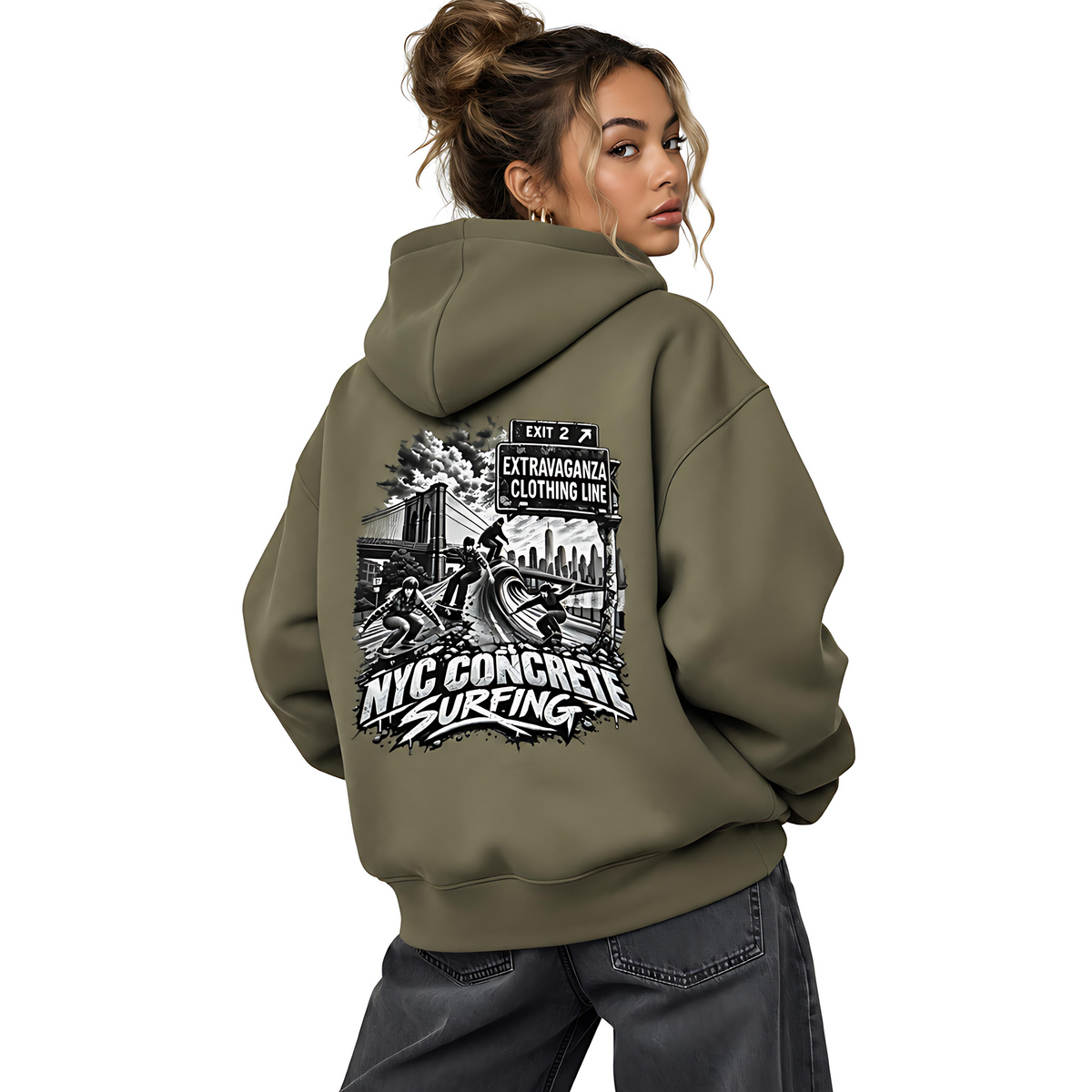 Extravaganza "NYC Concrete Surfing" - Heavyweight Oversized Hoodie
