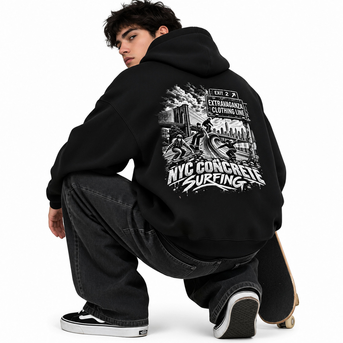 Extravaganza "NYC Concrete Surfing" - Heavyweight Oversized Hoodie