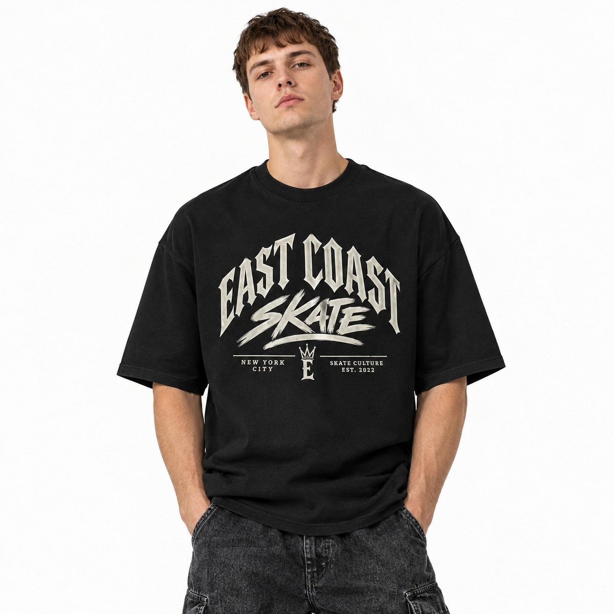 EXTRAVAGANZA East Coast Skate Oversized Graphic Tee