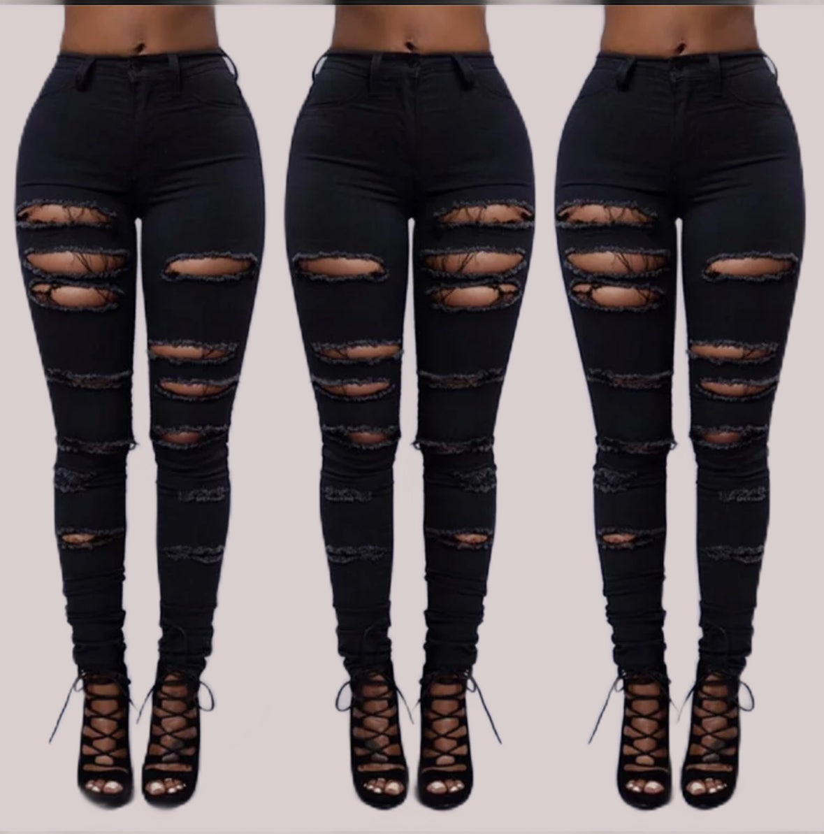 High Rise Ripped Skinny Jeans