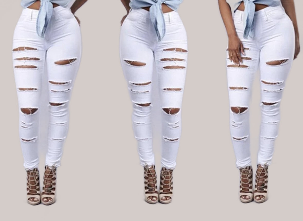 High Rise Ripped Skinny Jeans