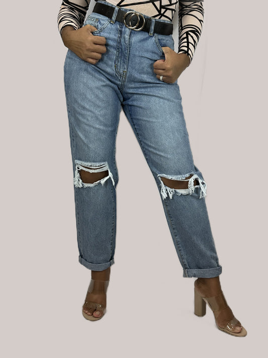 Distressed Ripped Knees boyfriend Jeans