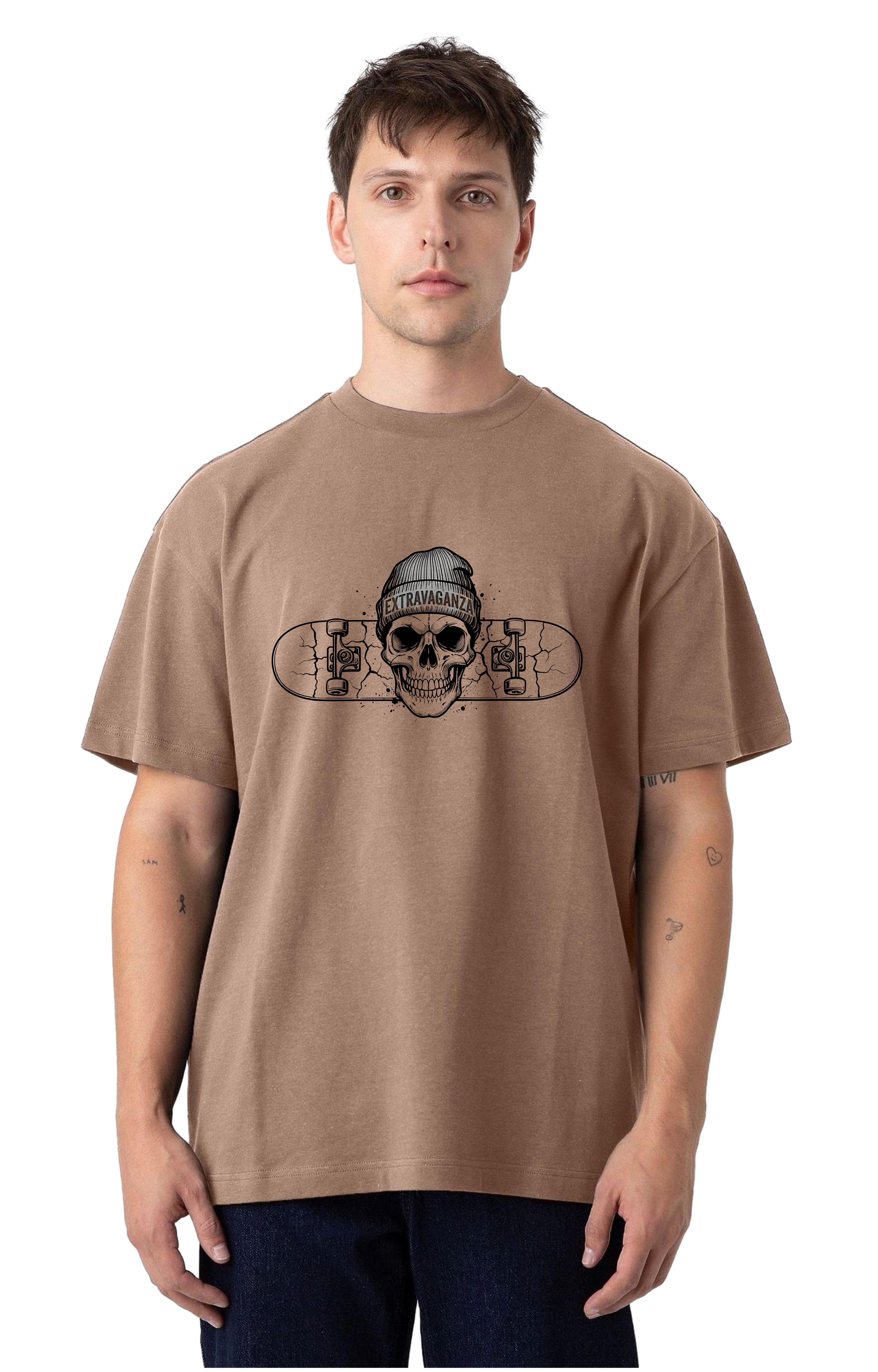 Extravaganza "The One" Skater Skull Heavyweight Tee - Premium Heritage Boxy T-Shirt
