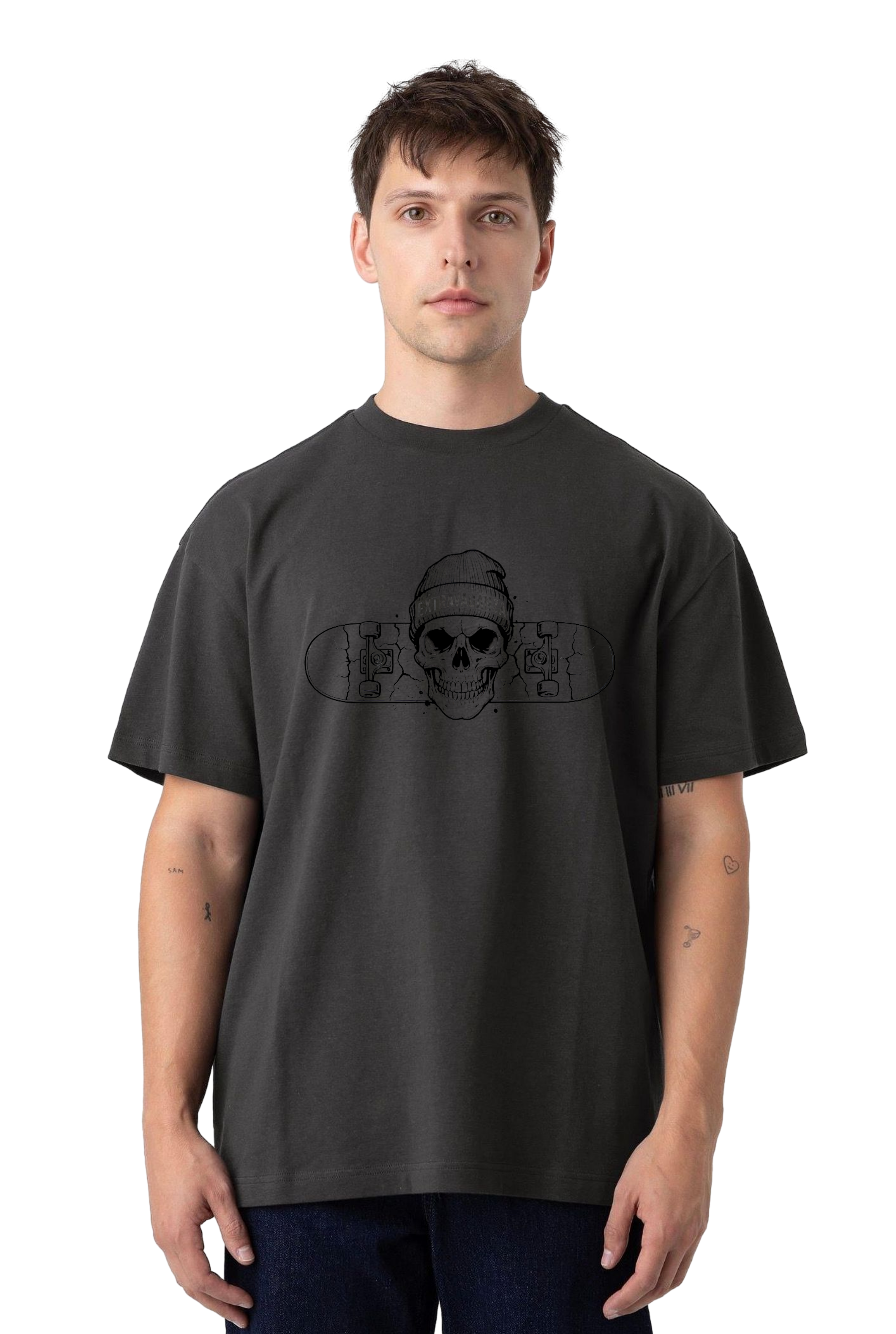 Extravaganza "The One" Skater Skull Heavyweight Tee - Premium Heritage Boxy T-Shirt
