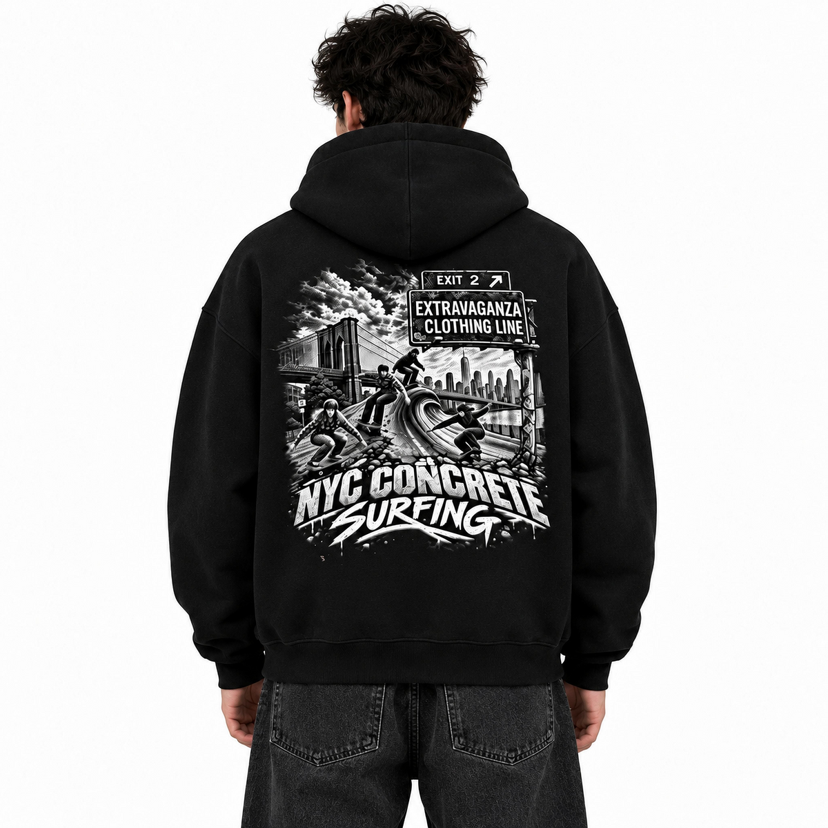 Extravaganza "NYC Concrete Surfing" - Heavyweight Oversized Hoodie