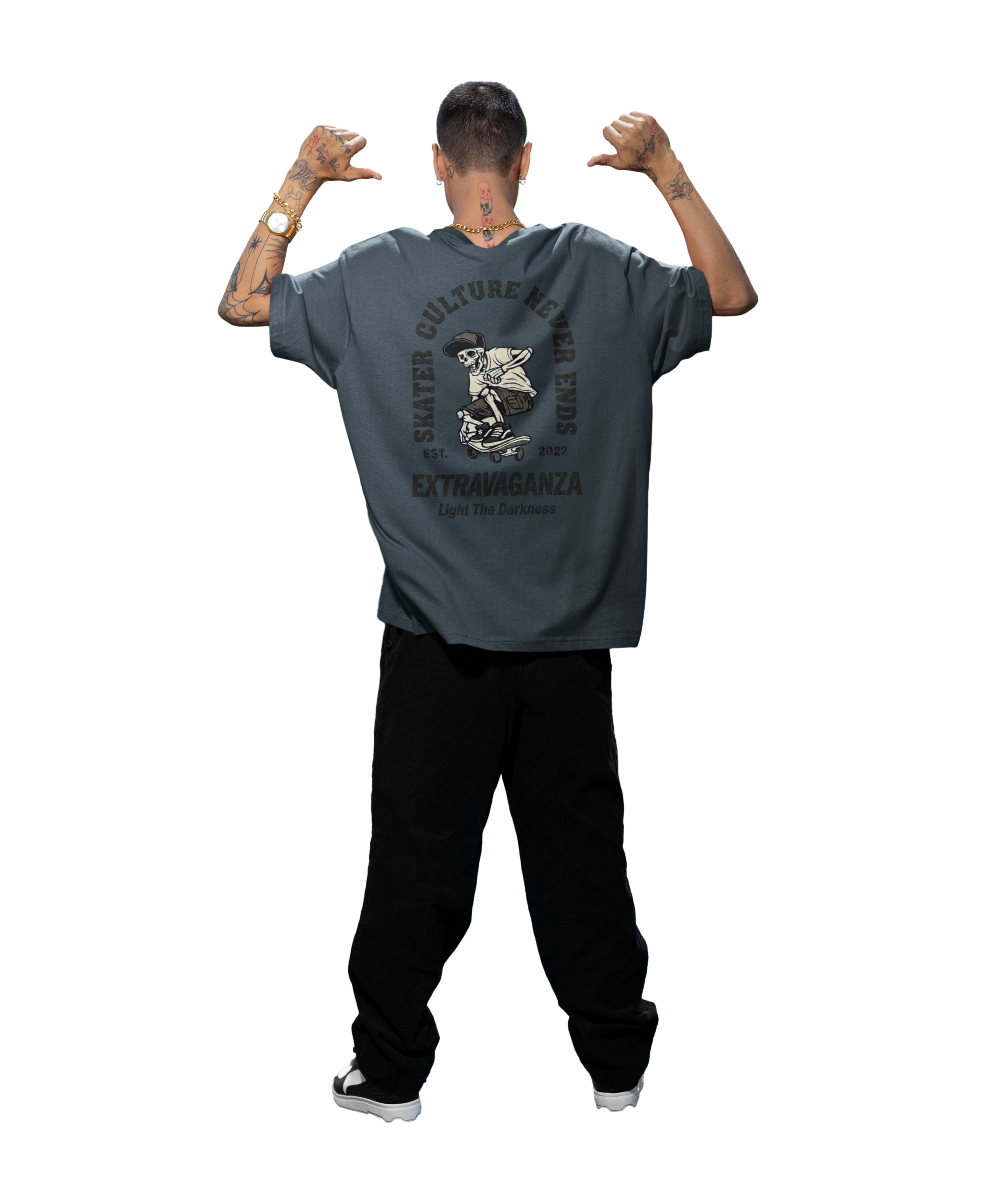 Vintage Skater Skeleton T-Shirt / Extravaganza Skate Culture Tee