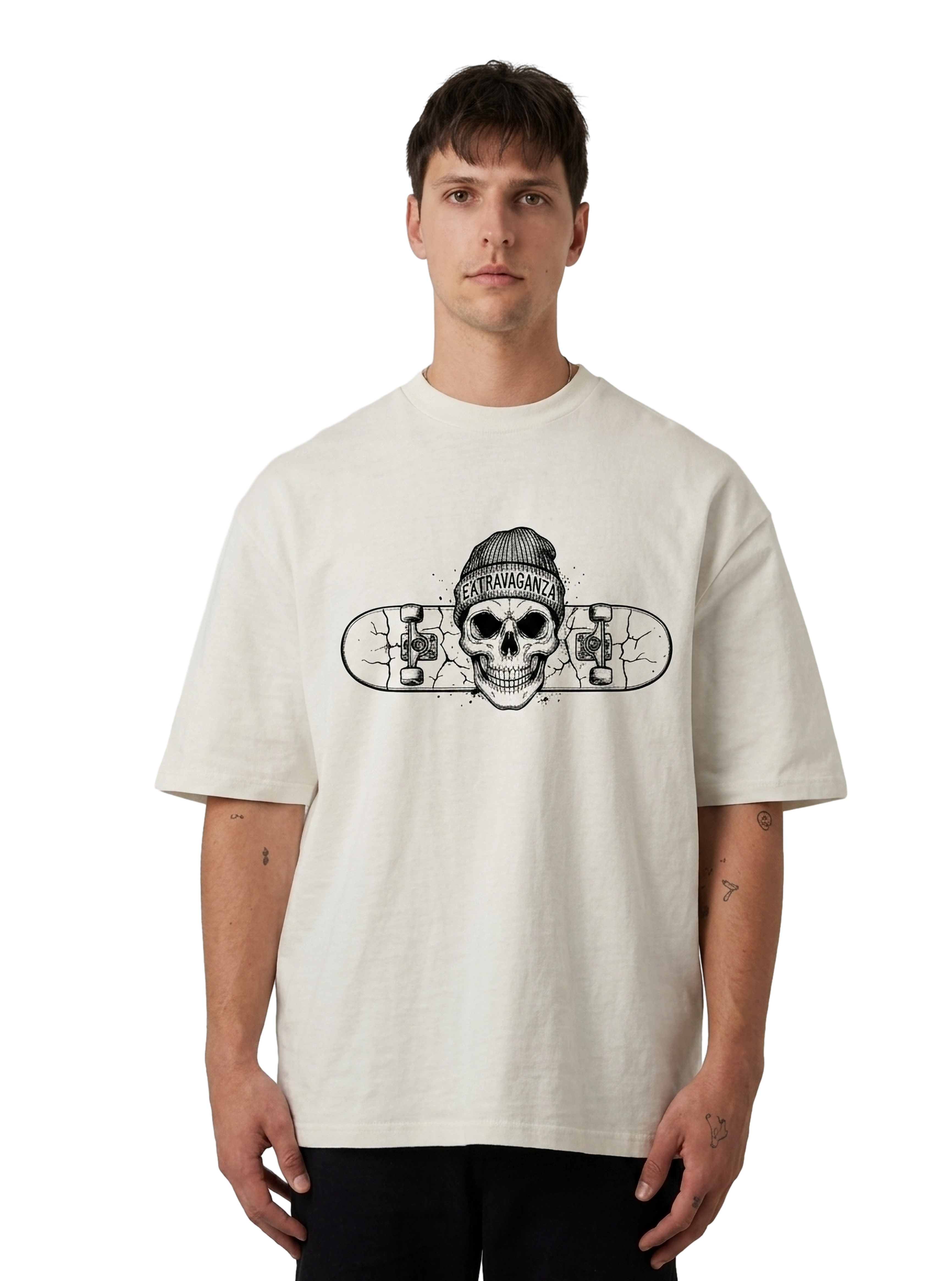 Extravaganza "The One" Skater Skull Heavyweight Tee - Premium Heritage Boxy T-Shirt